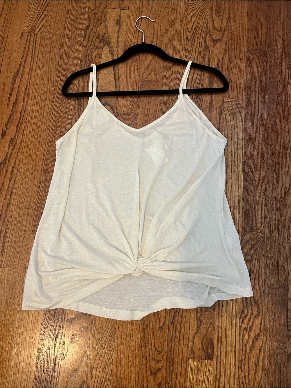NWT Wishlist Women’s Oatmeal Twist-Front Spaghetti Strap Tank Top Size Medium